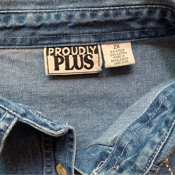 Vintage Proudly Plus 80’s/90’s Embroidered Jean Shirt Sz 2X - Picture 8 of 11